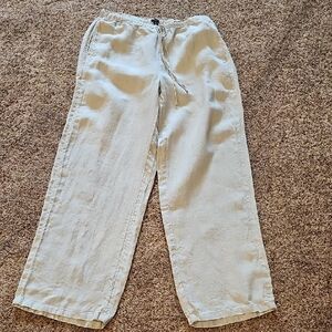 J. Crew Women's Wide Leg Drawstring Linen Pants - Light Cream